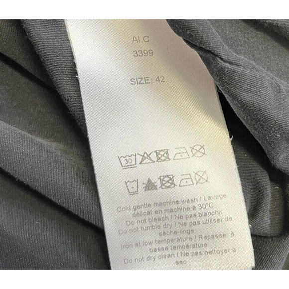 GANNI Black Cotton Jersey Split Seam Logo Mock Neck T-Shirt Top Size 42 XL - Picture 5 of 5